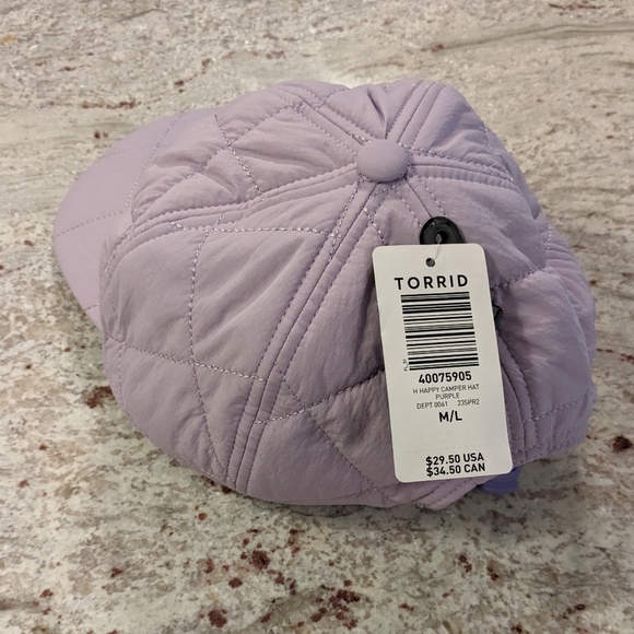 Torrid NWT Cap Quilted Adjustable Baseball Hat M/L Lavender Purple Beach Sun - Picture 4 of 8